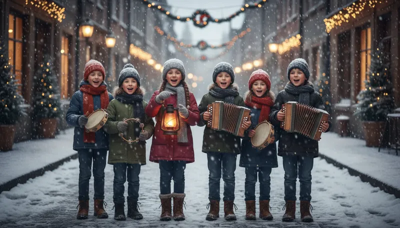 Illustration of carole: A song sung during Christmas time.