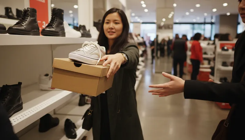 Illustration of shopper: A person who buys goods from stores.