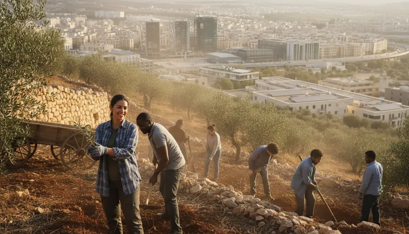 Illustration of zionism: Movement for the support of Jewish homeland.
