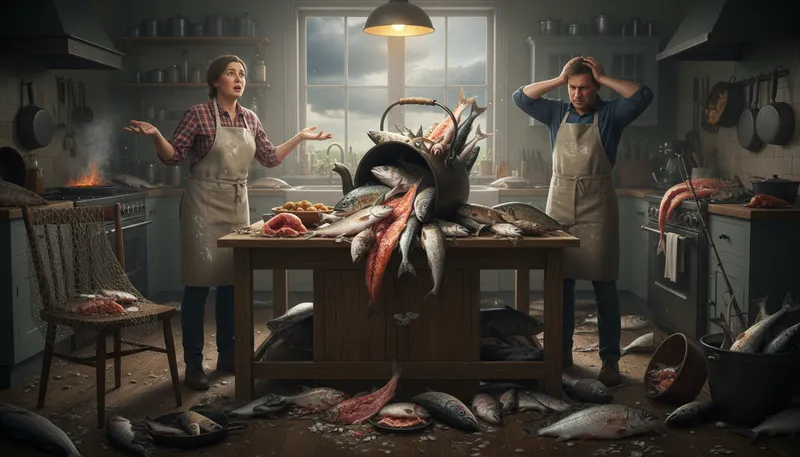 Illustration of kettle of fish: A complicated or tricky situation.