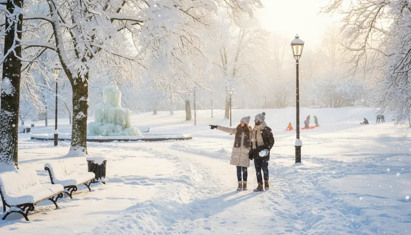 Illustration of winter wonderland: a beautiful snowy landscape