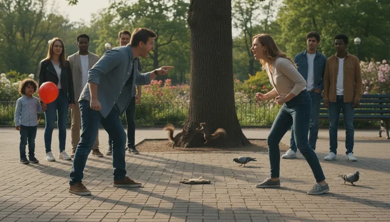Illustration of it takes two to make a quarrel: Both people are responsible for an argument.
