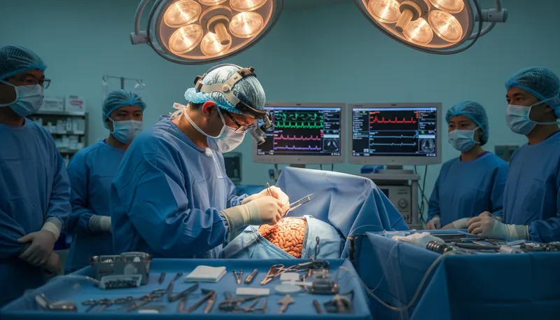 Illustration of neurosurgeon: A doctor who performs brain and nervous system surgery.