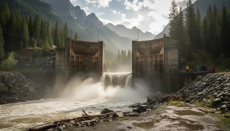 Illustration of floodgate: A gate that controls water flow.