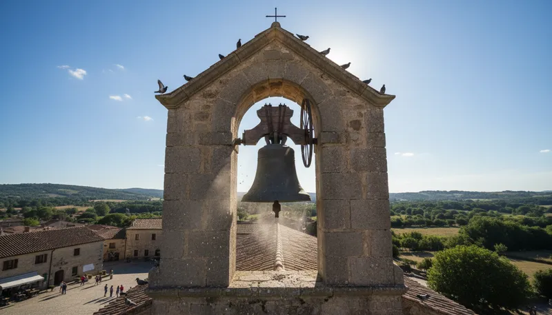 Illustration of belfry: A tower where bells are housed.