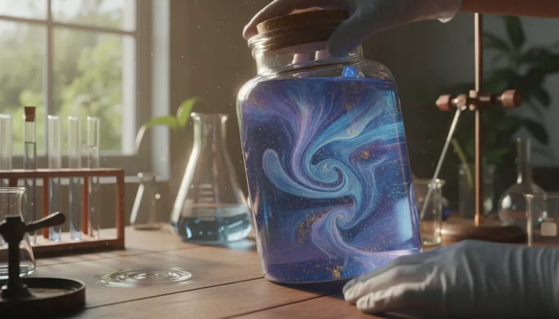 Illustration of colloidal: Consisting of small particles suspended in a fluid.
