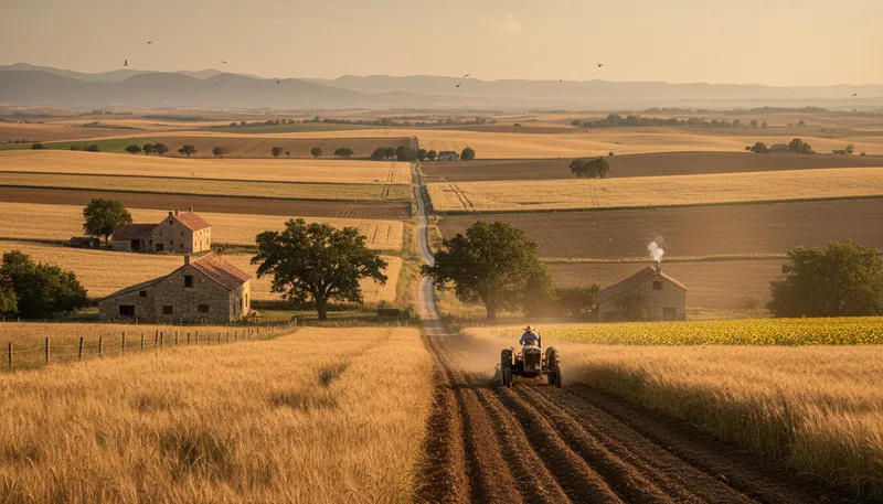 Illustration of agrarian: Related to farming or agriculture.