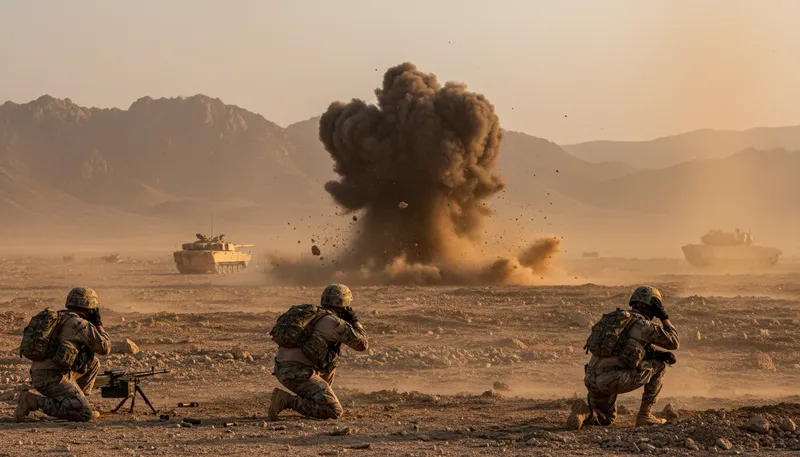 Illustration of bombardment: An intense attack or assault, often with projectiles.