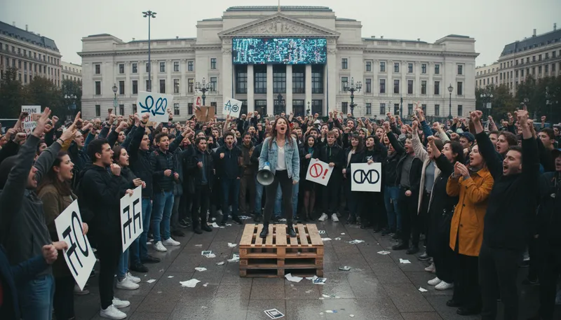 Illustration of outcry: A strong public expression of protest or outrage.