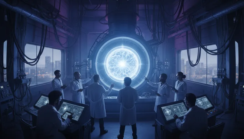 Illustration of fusion: a type of nuclear reaction creating energy