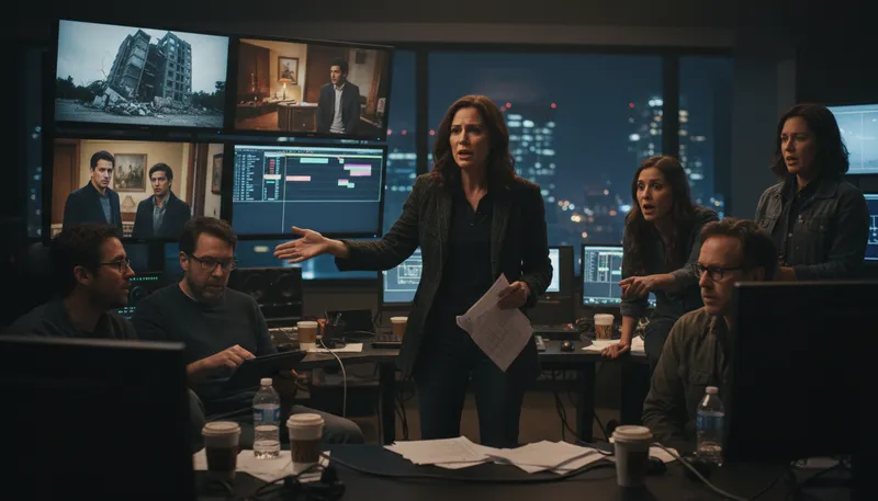 Illustration of showrunner: Person who oversees a television show's production.