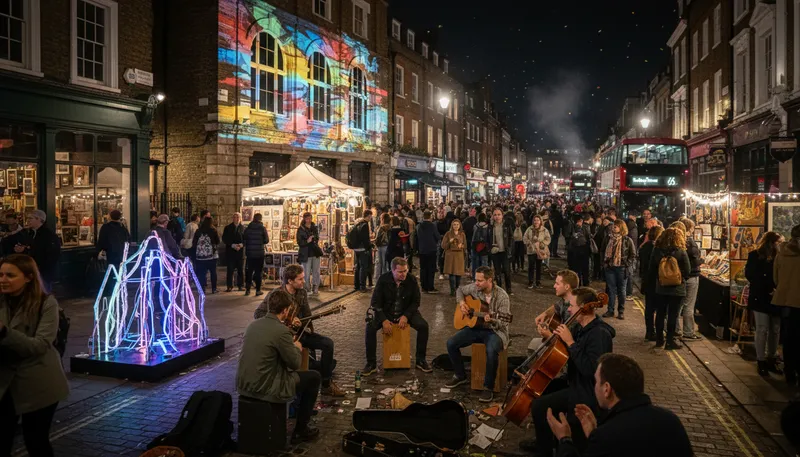 Illustration of islington: A district in London, known for its culture.