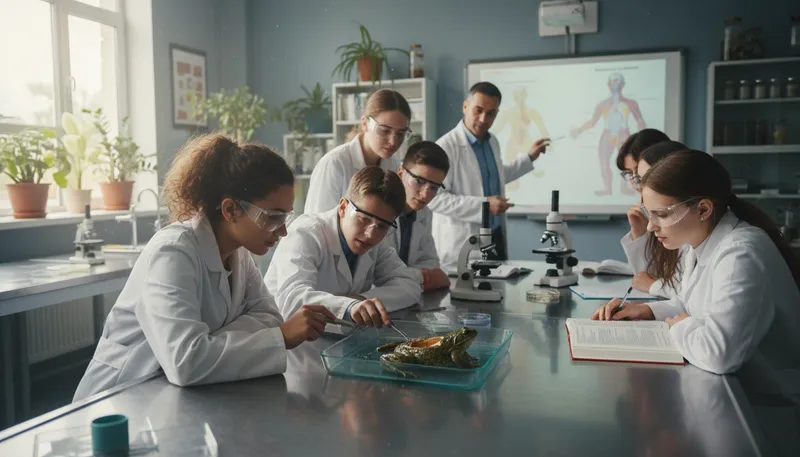 Illustration of biology: The study of living organisms and their functions.