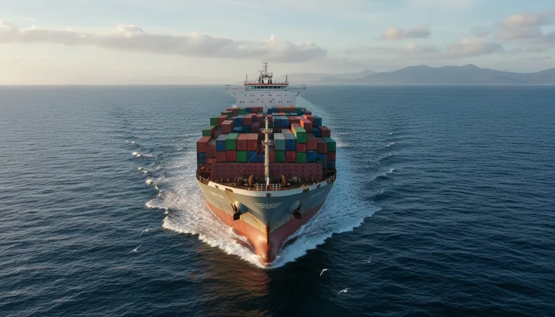 Illustration of freighter: a ship designed to carry cargo