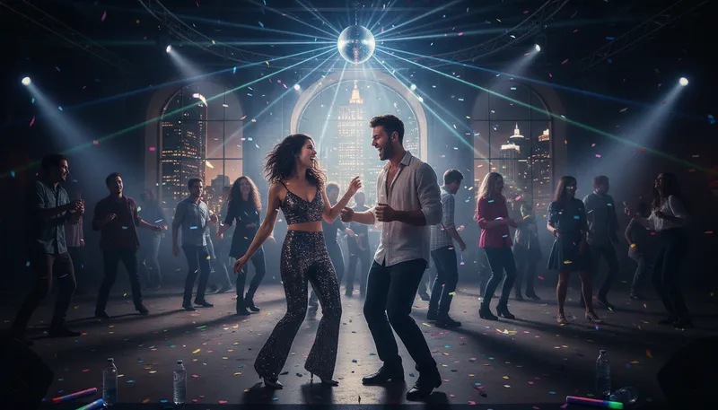 Illustration of disco: a dance club or venue