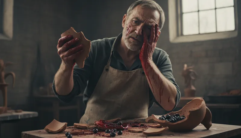 Illustration of have blood on one's hands: To be responsible for someone's death or harm.