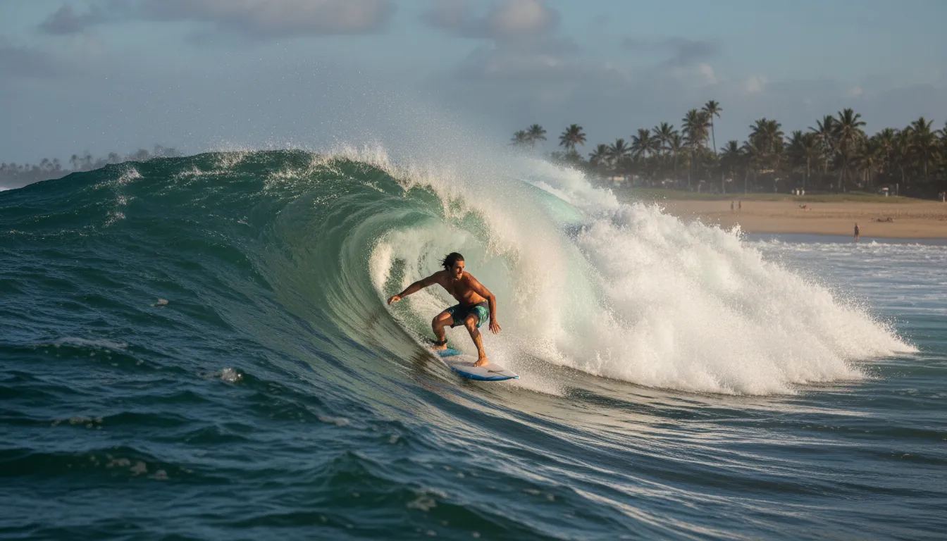 Illustrazione di surf: To ride on waves using a board.