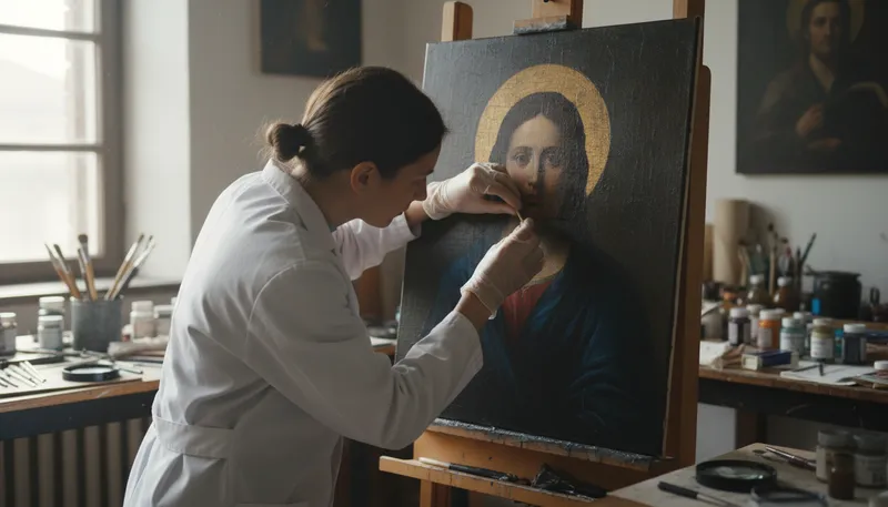 Illustration of conservator: a person who protects and preserves objects.