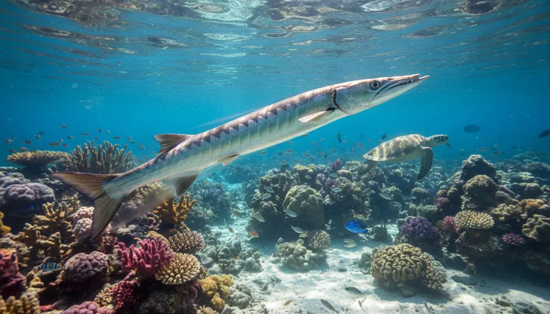 Illustration of barracuda: A large predatory fish.