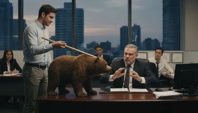 Illustration of poke the bear: Provoke someone who is dangerous.