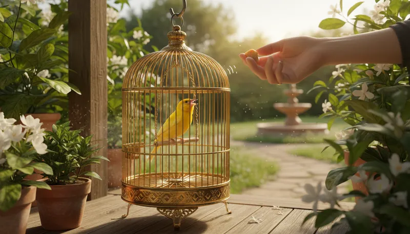 Illustration of canary: A small songbird, often yellow in color.
