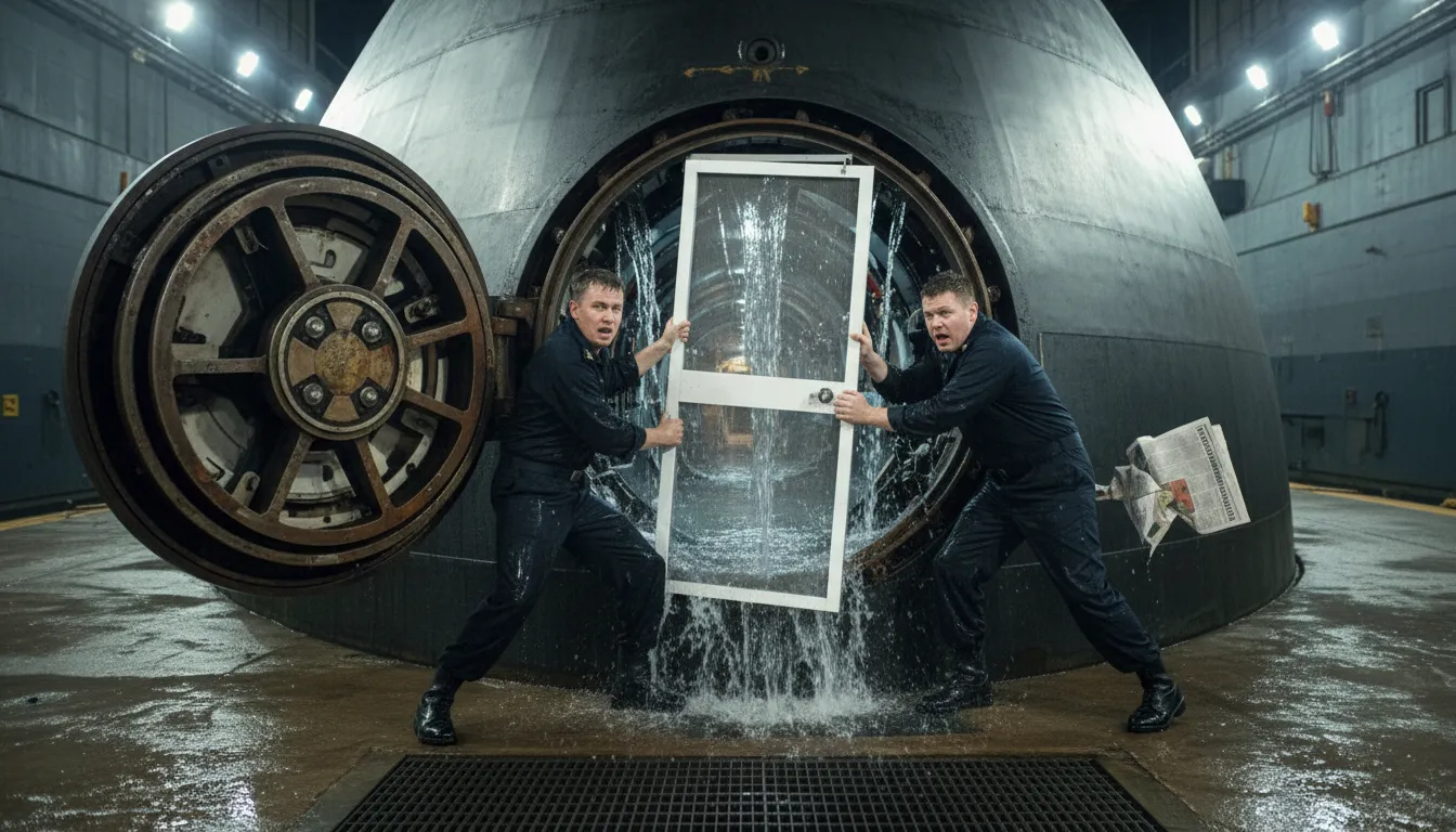 screen door on a submarine 일러스트: a completely useless thing