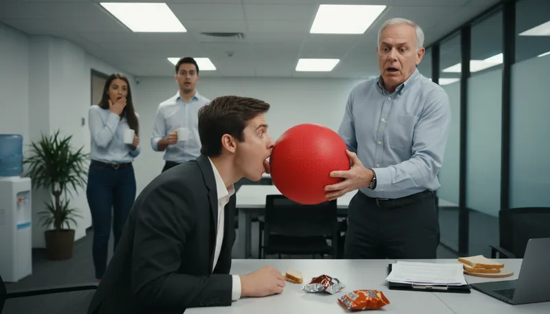 Illustration of lick someone's balls: To flatter someone excessively for personal gain.