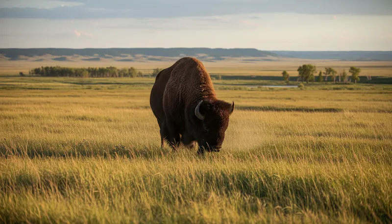 Illustration of bison: a large, shaggy animal native to North America