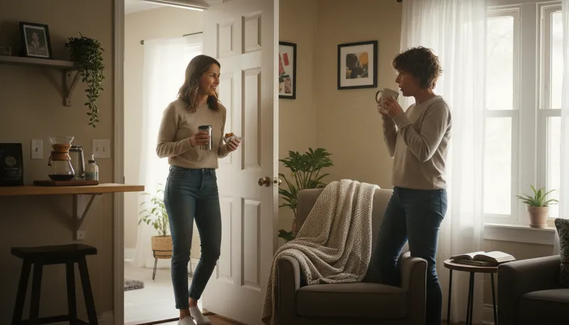 Illustration of pop in: Visit someone briefly and unexpectedly.