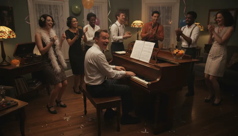 Illustration of ragtime: A style of early jazz music with syncopation.