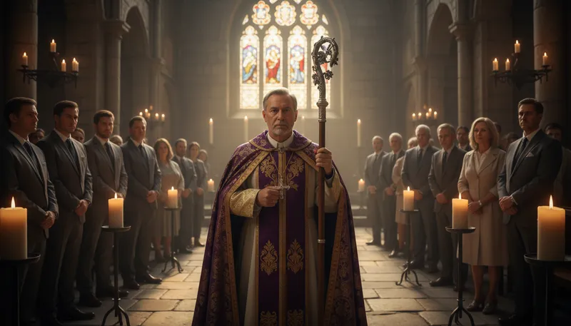 Illustration of crozier: A ceremonial staff carried by bishops.