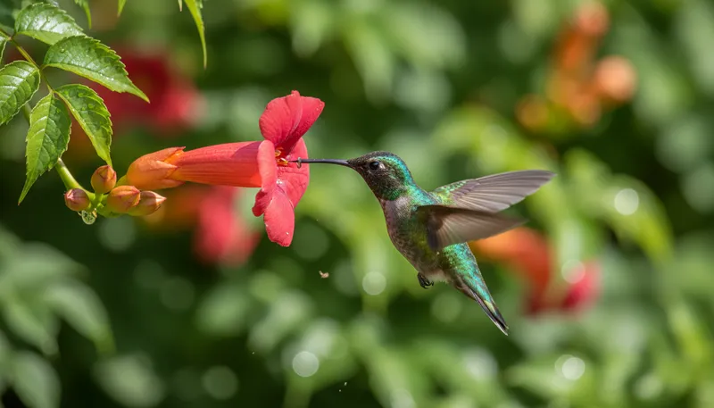 Illustration of hummingbird: A small bird known for its rapid wing beats.