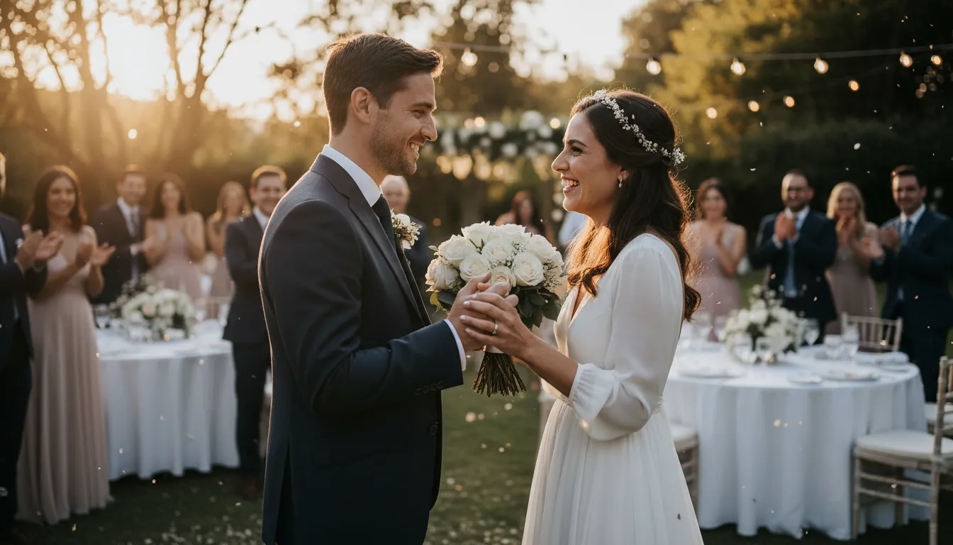 newlywed का चित्र: A person recently married.
