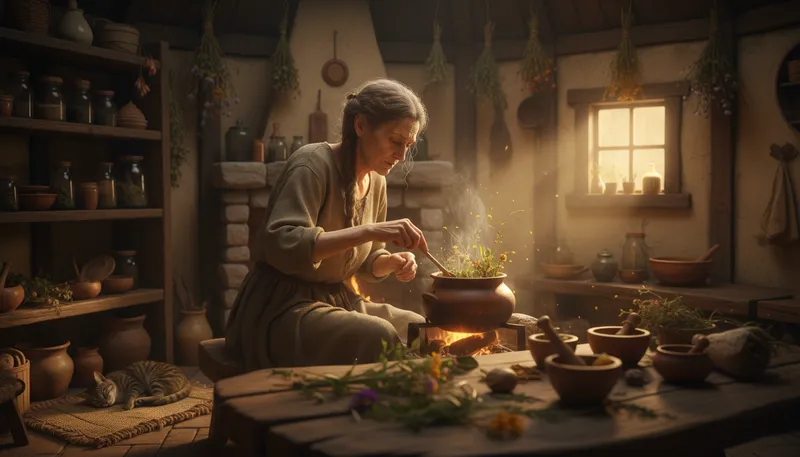 Illustration of crone: An old woman, often with a negative connotation.