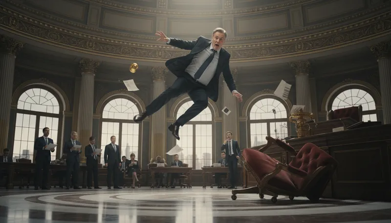 Illustration of fall off one's perch: to lose one's position or status
