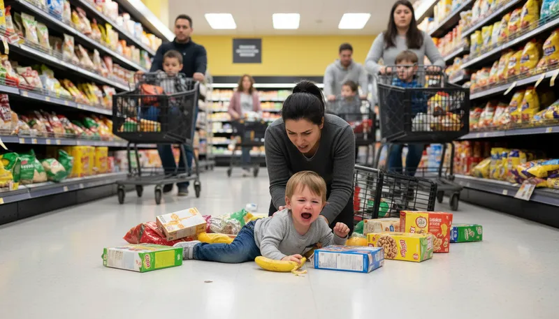 Illustration of tantrum: A sudden outburst of anger, often from a child.
