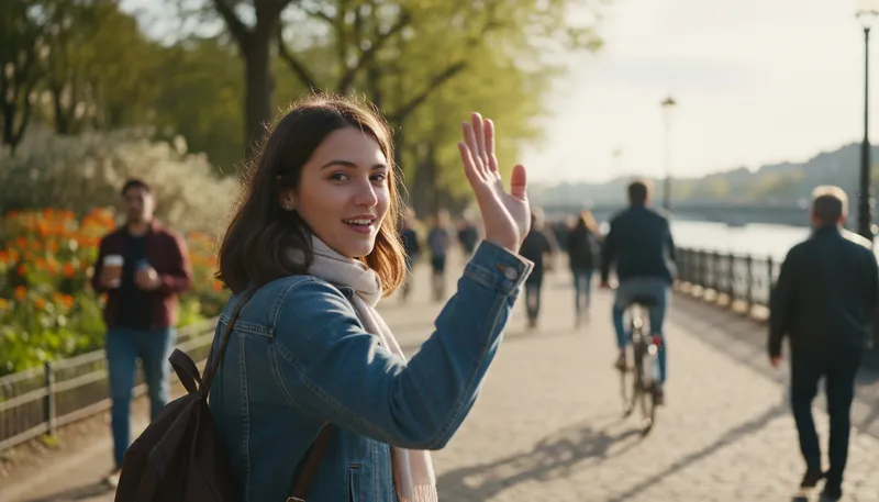 Illustration of see you around: A casual way to say goodbye.