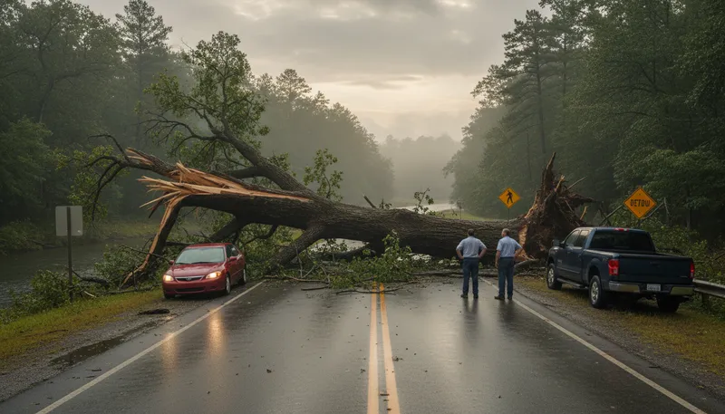 Illustration of obstruction: something blocking a path or progress.