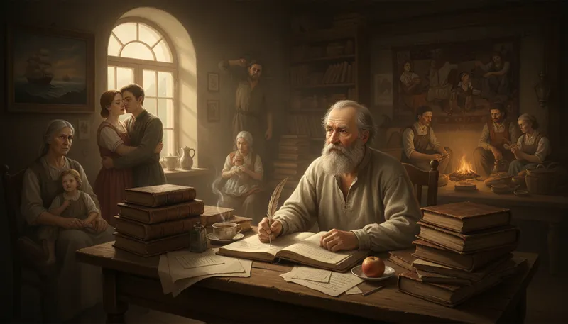 Illustration of tolstoy: A famous Russian author known for his novels.
