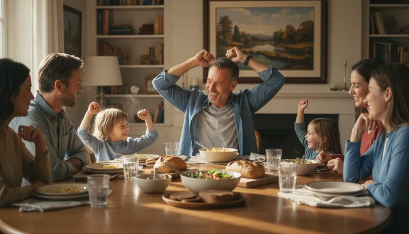 Illustration of elbows up: to raise one's elbows, often while eating