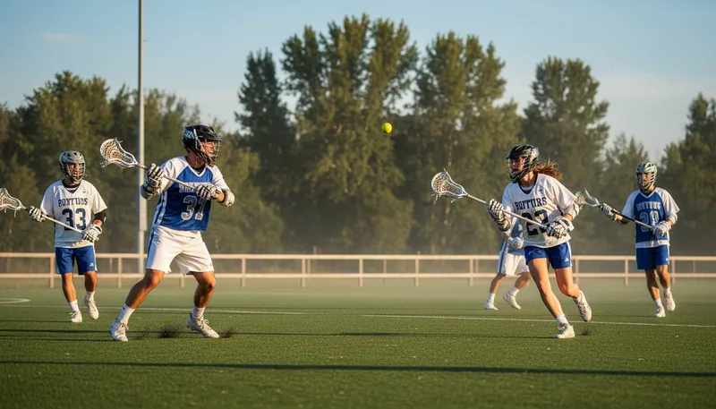 Illustration of lacrosse: A team sport played with a stick and ball.