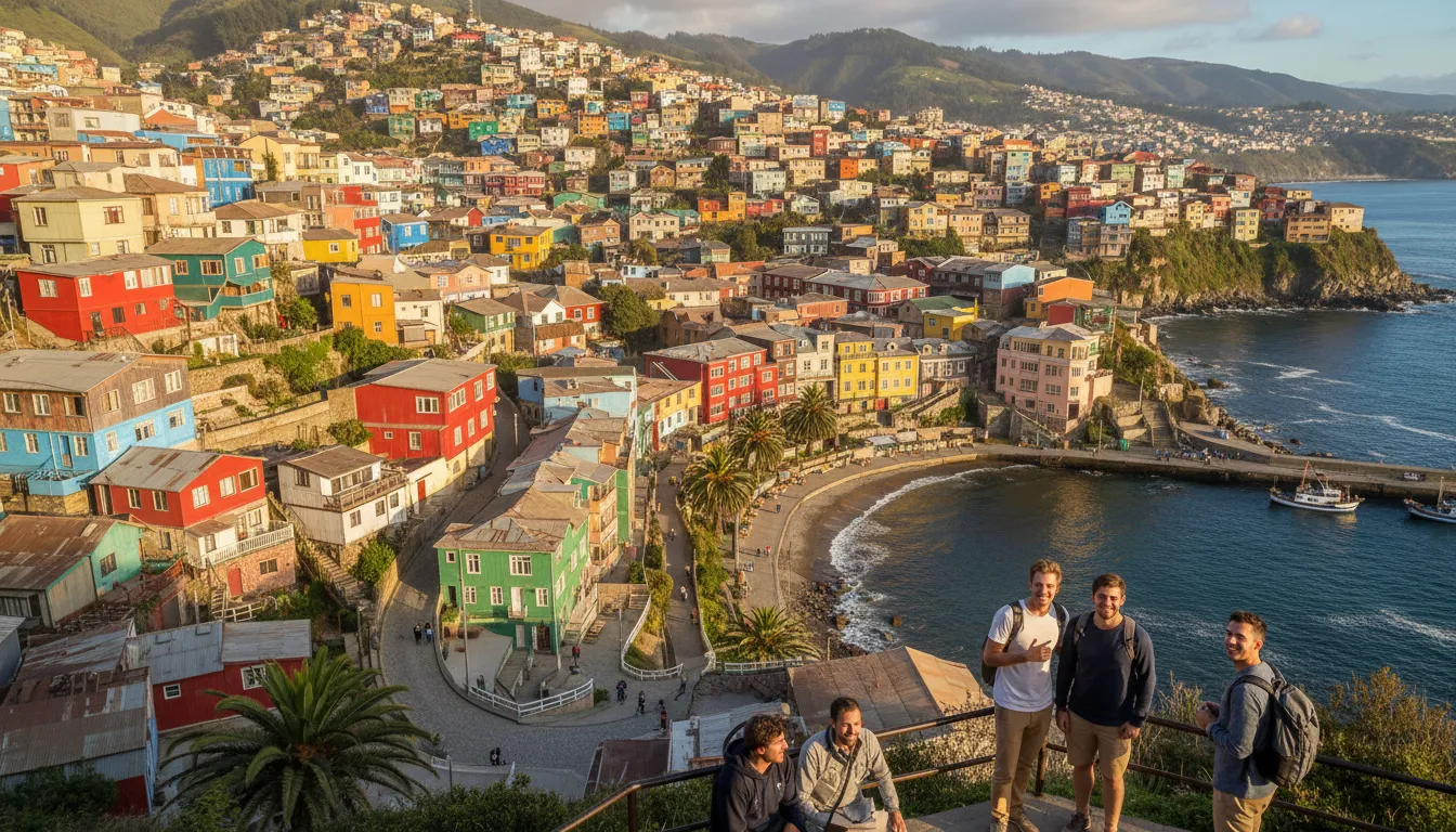 Valparaiso-এর ইলাস্ট্রেশন: A coastal city in Chile.