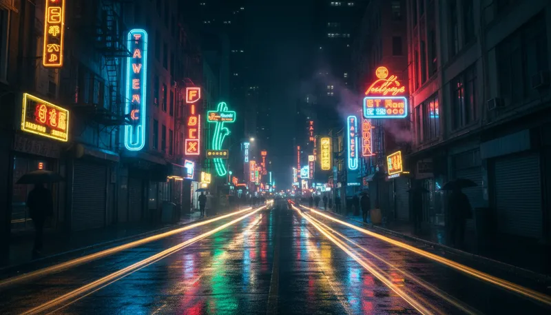 Illustration of neon: A bright, glowing color often used in signs.