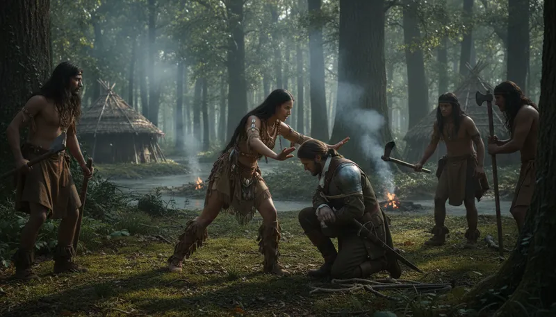 Illustration of pocahontas: A Native American woman known for her role in history.