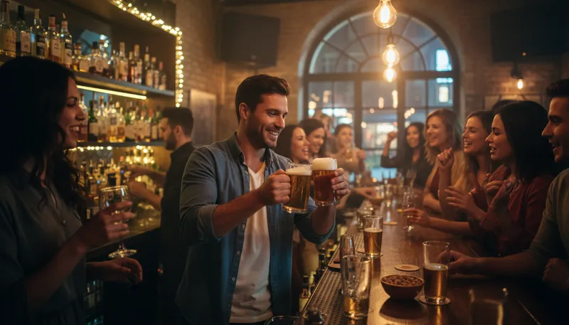 Illustration of two-fisted drinker: someone who drinks heavily and quickly