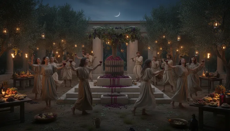Illustration of dionysius: A Greek god of wine and festivity.